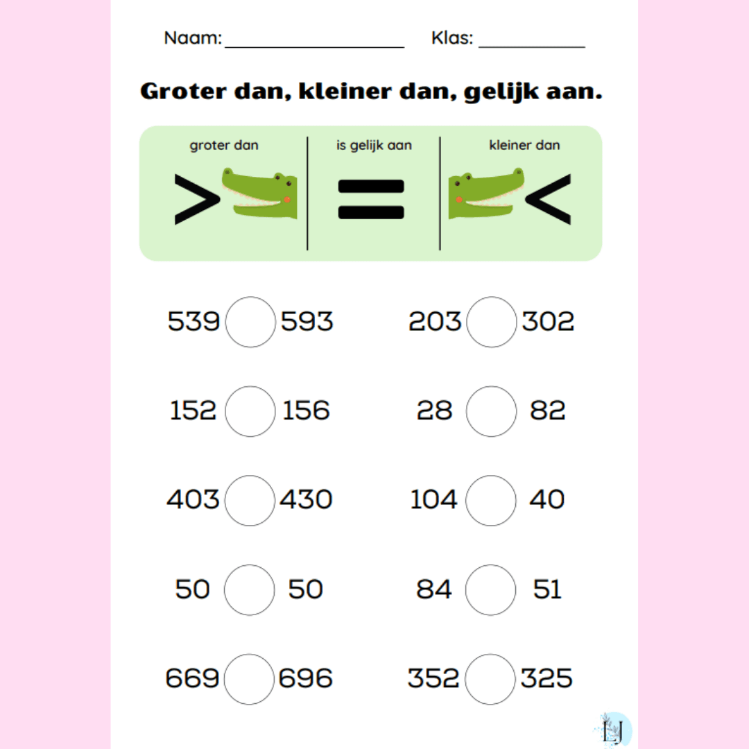 Groter dan/Kleiner dan/Gelijk aan